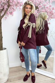 Inspired bow blazer - Bordeaux