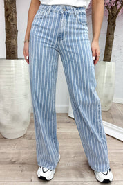 Striped straight leg jeans Y3365 - Jeans blue