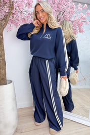 LA california zipper sweater - Navy