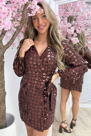 Shining moments omslag dress - Bruin