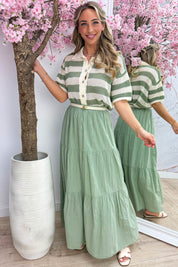 Cotton maxi skirt - Army