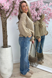 Feeling frosty cable trui - Camel