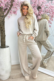 Striped comfy co-ord - Beige