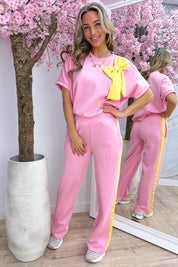 Bow comfy co-ord - Roze