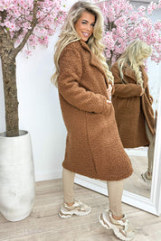 Snuggle up teddy trenchcoat - Cognac