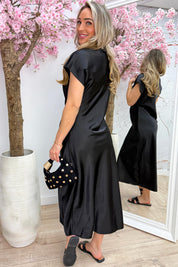 Luxury silky knot dress - Zwart