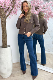 Timeless gold button topje - Bruin