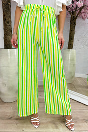 Striped flowy pants - Geel