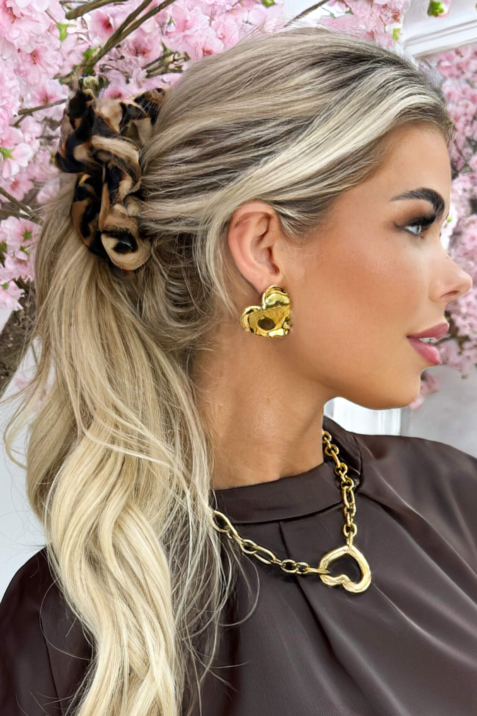 Leopard scrunchie - Zwart