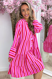 Sunny stripes cotton ibiza dress - Fuchsia