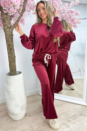 Velvet comfy co-ord - Bordeaux
