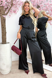 So ready silky co-ord - Zwart