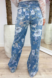 Flower wide leg jeans - Jeans blue