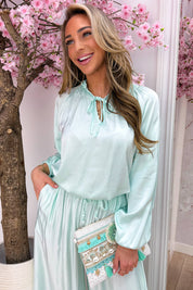 Silky bow topje - Mint