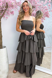 Marbella cotton ruffle dress - Bruin