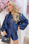Wild at rose bomber - Navy