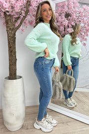 Balloon sleeve trui - Mint