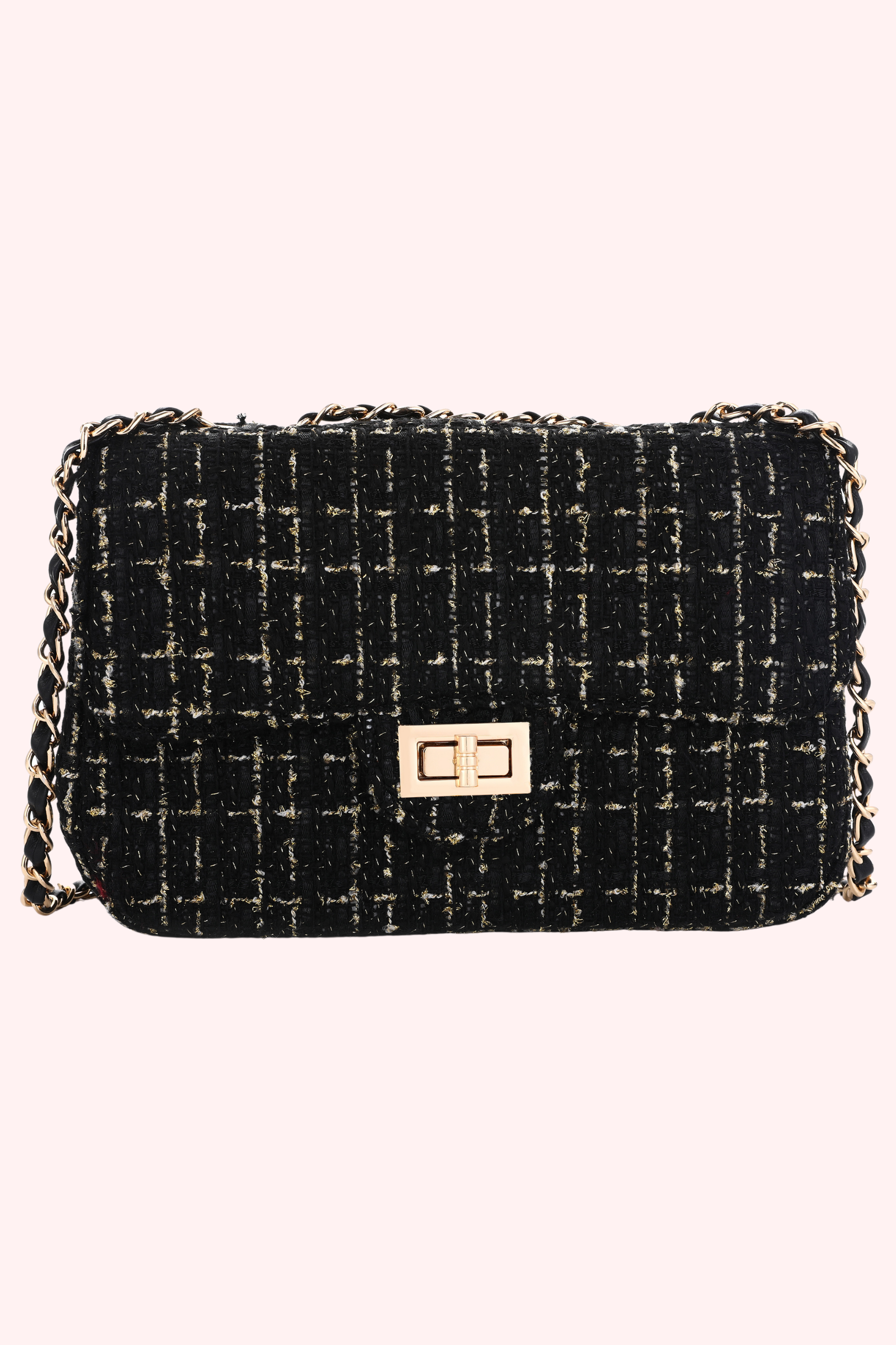 Goldie Lurex Tweed Bag - Black