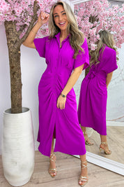 Draped bow dress - Berry purple