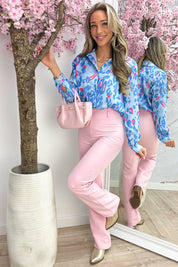 Leopard chic blouse - Sky blue