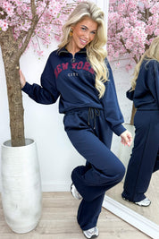 New york zipper comfy co-ord - Navy