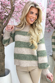 Lurex stripe trui - Beige