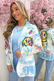 Rockstar smiley blazer - Sky blue