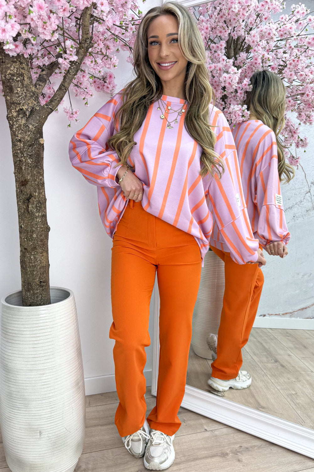 Perfect embleem stripe trui - Lila