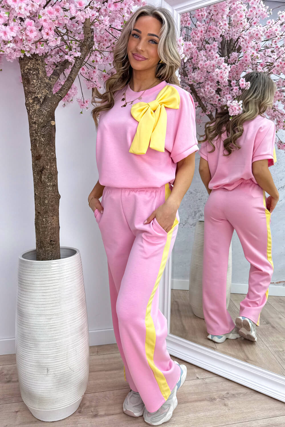 Bow comfy co-ord - Roze