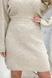 Pattern knitted skirt - Taupe