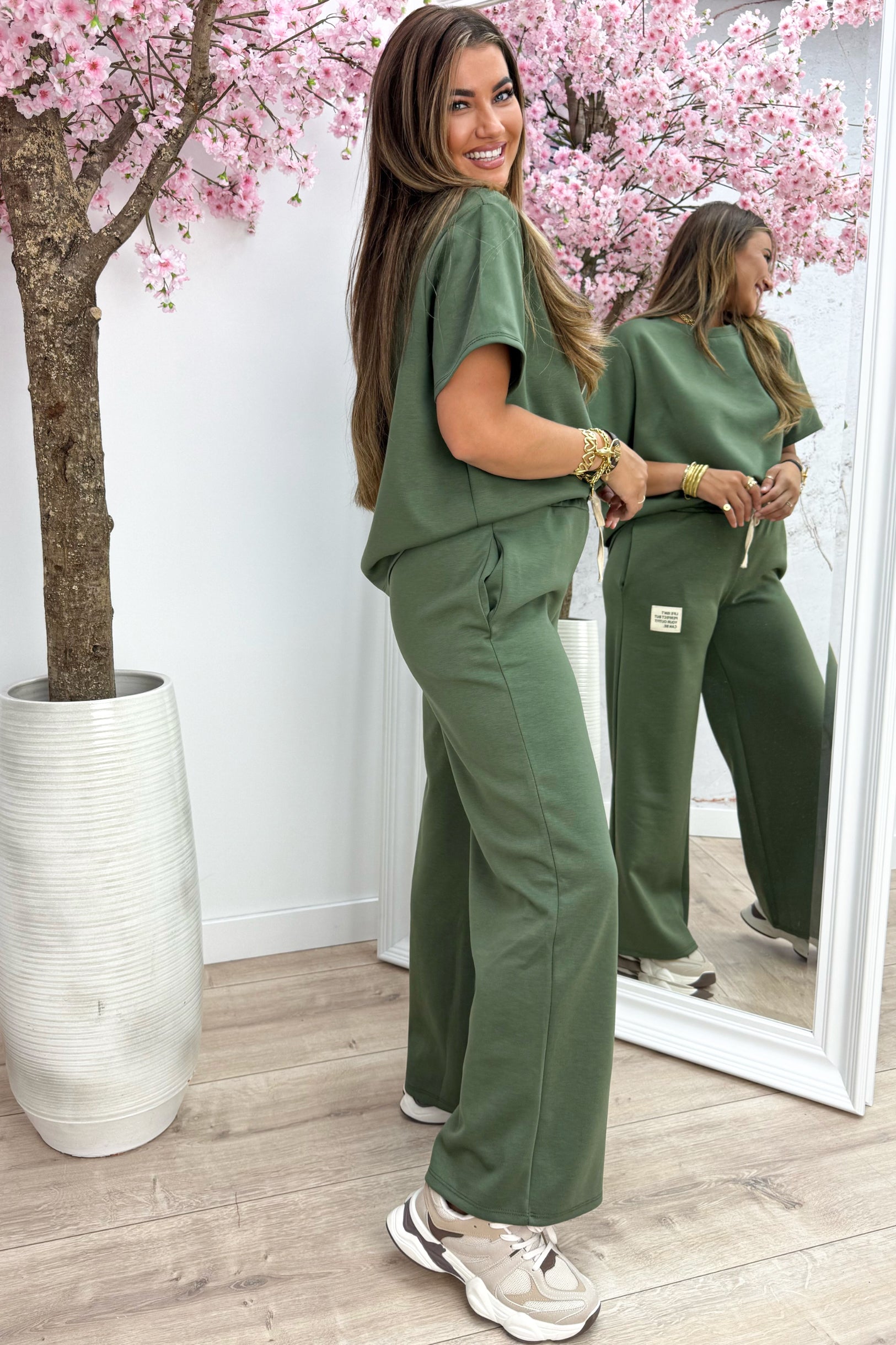 Perfect embleem comfy co-ord long - Army