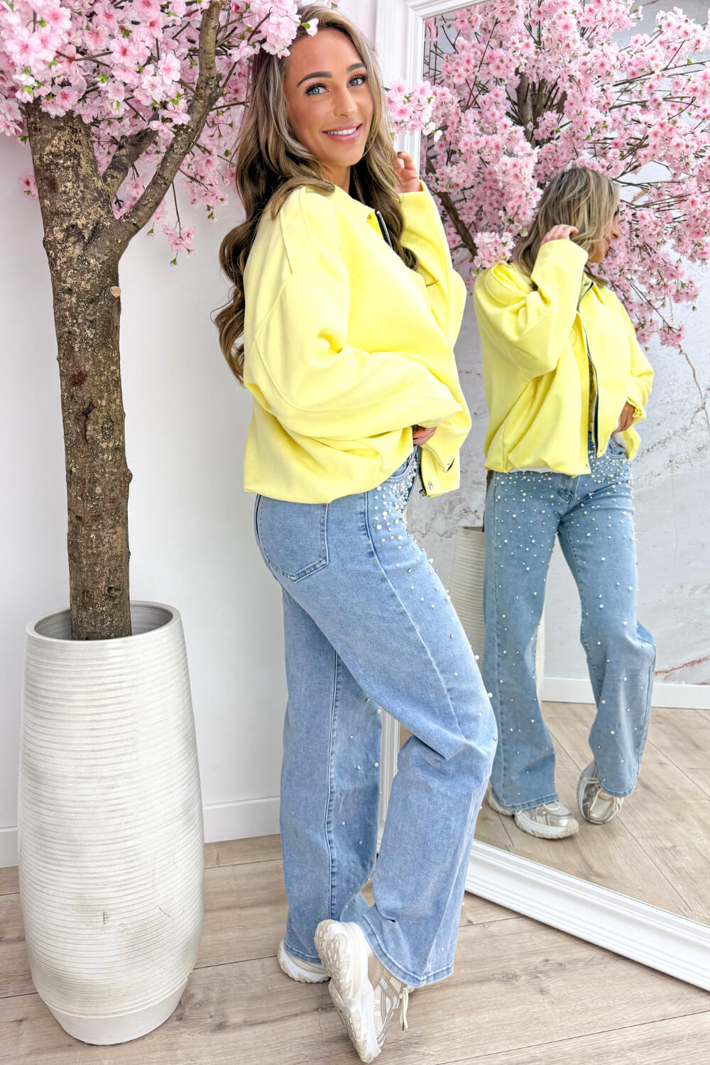 MWL Suede look bomber - Geel