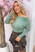 Less is more one shoulder topje - Army
