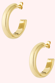 Thick hoop oorbel - Goud