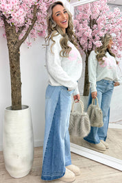 Weicher gestrickter Soho-Pullover – Hellgrau