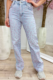 Leopard diamond wide leg jeans - Jeans blue