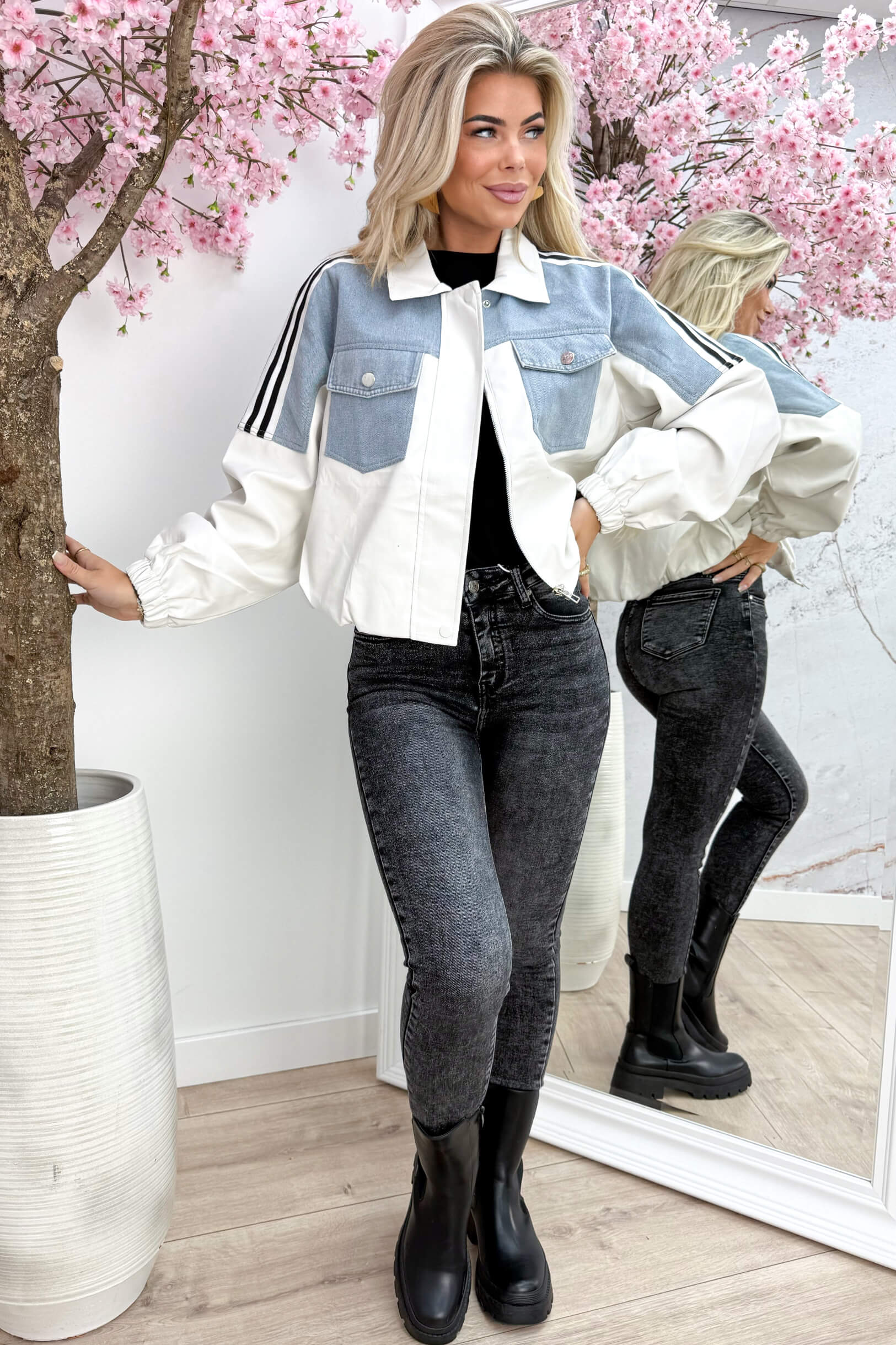 Paris leather look jacket - Wit