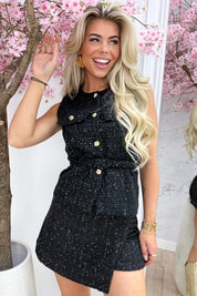 Happy tweed lurex gilet - Zwart