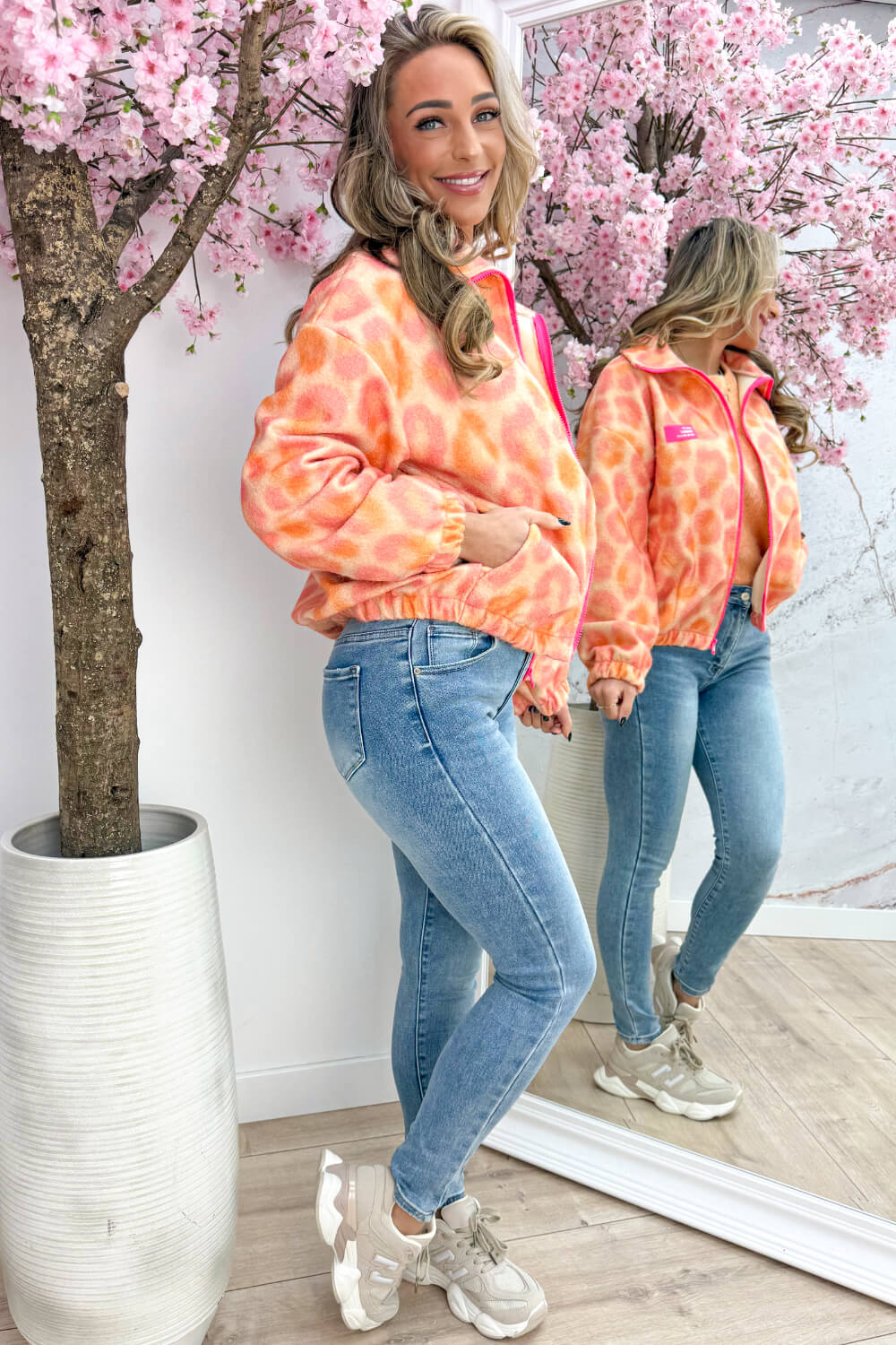 Leopard embleem vilt jacket - Oranje