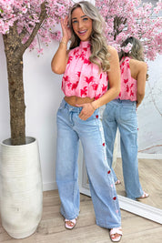 Aloha bloom halter topje - Lollypop roze