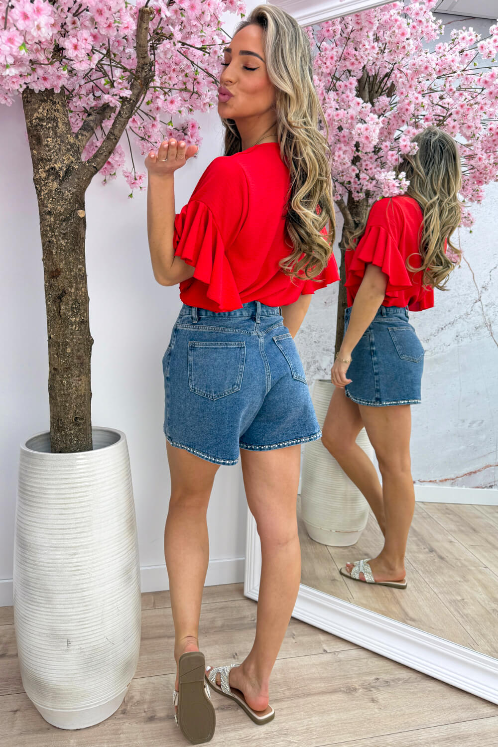 Rio ruffle topje - Rood