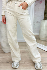 Dazzling wide leg jeans - Beige