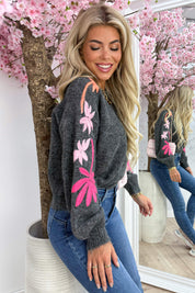 PEACHY PALM Tree Trui - DK. gray