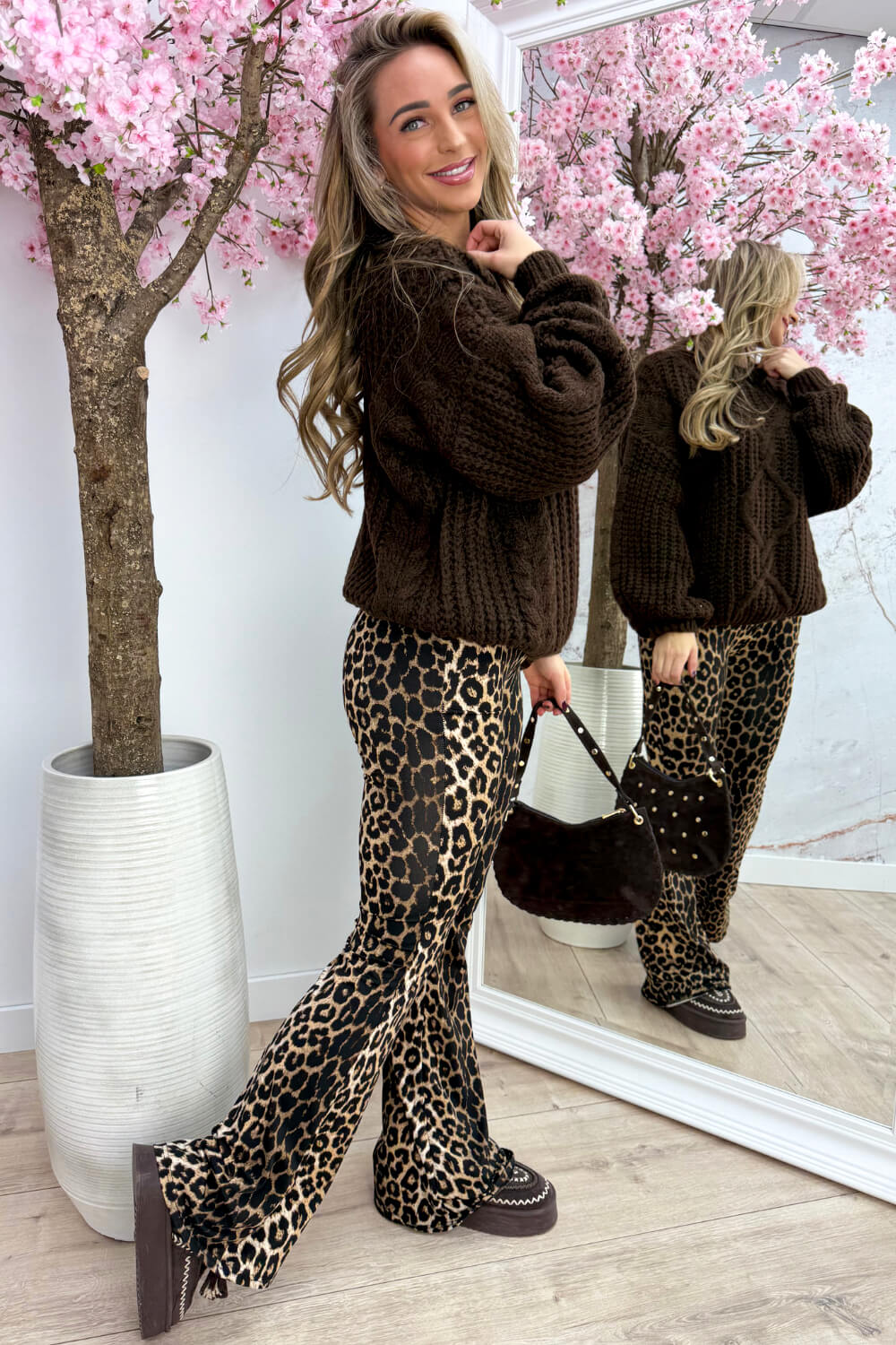 Feeling frosty cable trui - Bruin