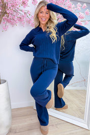 Cables and cuddles comfy co-ord - Navy