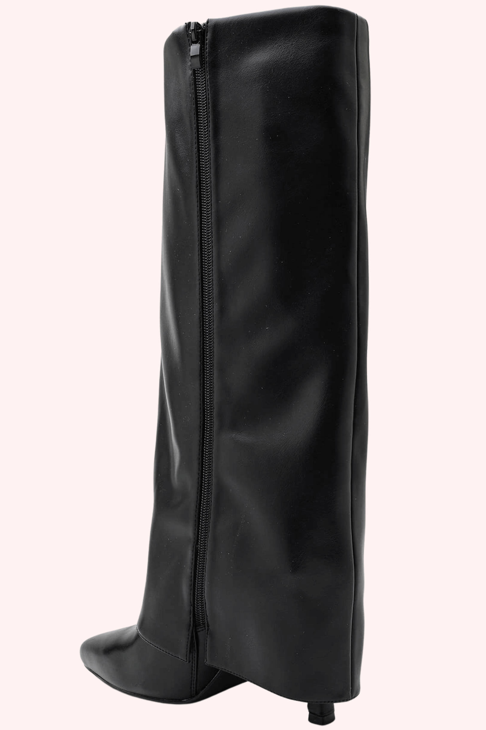 Leather look overlap heels - Zwart