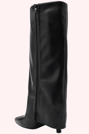 Leather look overlap heels - Zwart