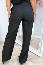 Basic button pantalon - Zwart