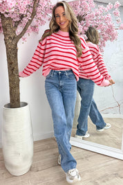 Happy stripes trui - Rood