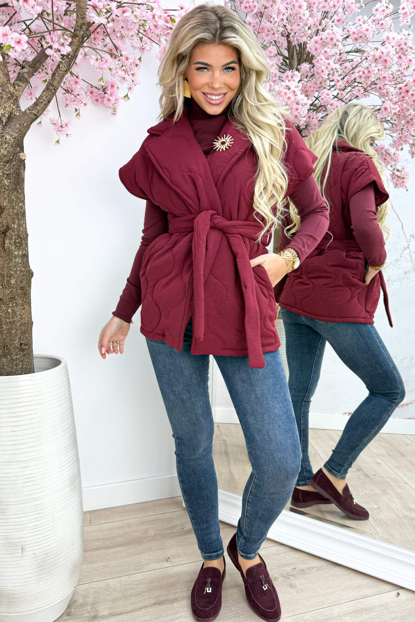 Sunshine broche gilet - Bordeaux